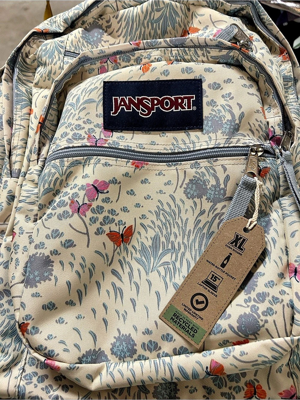 JanSport Big Student Backpack (Pastel Petals) White & Blue